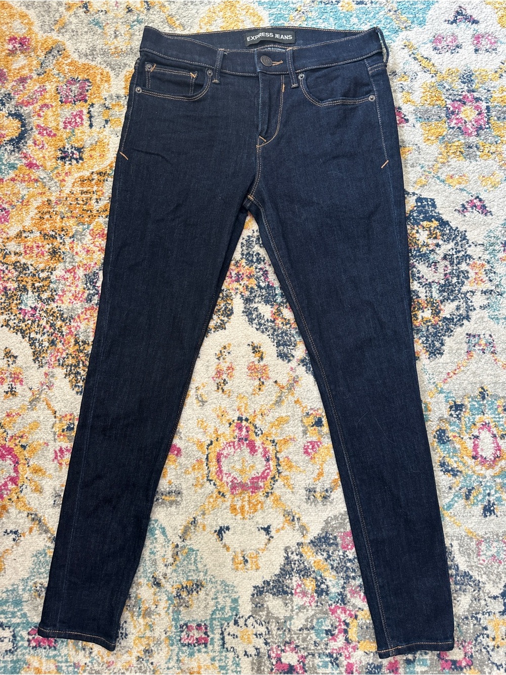 Express Mid Rise Legging Jeans Size 4S Dark Wash Stretch Skinny Denim 4 Short